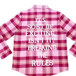 Pink Plaid Graphic Button-Up Shirt - Statement Back